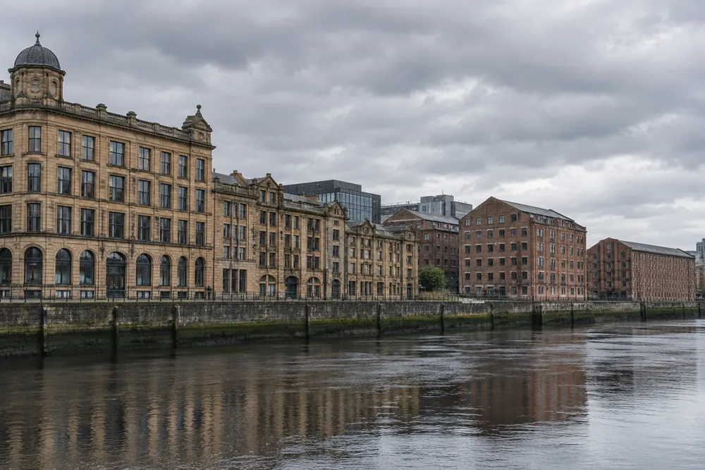 Commercial buildings beside the River Clyde in Glasgow
